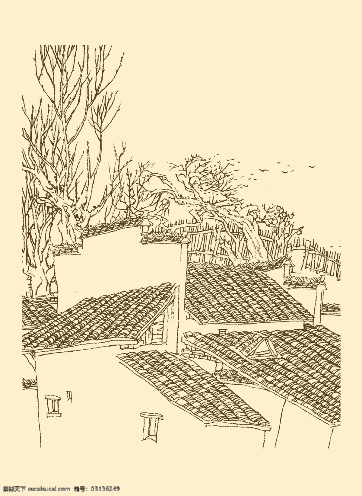 皖南古民居 白描 构图 建筑 古建筑 线描 勾勒 线条 民居 速写 钢笔画 徽派建筑 皖南 古 资料集 风景 分层 源文件