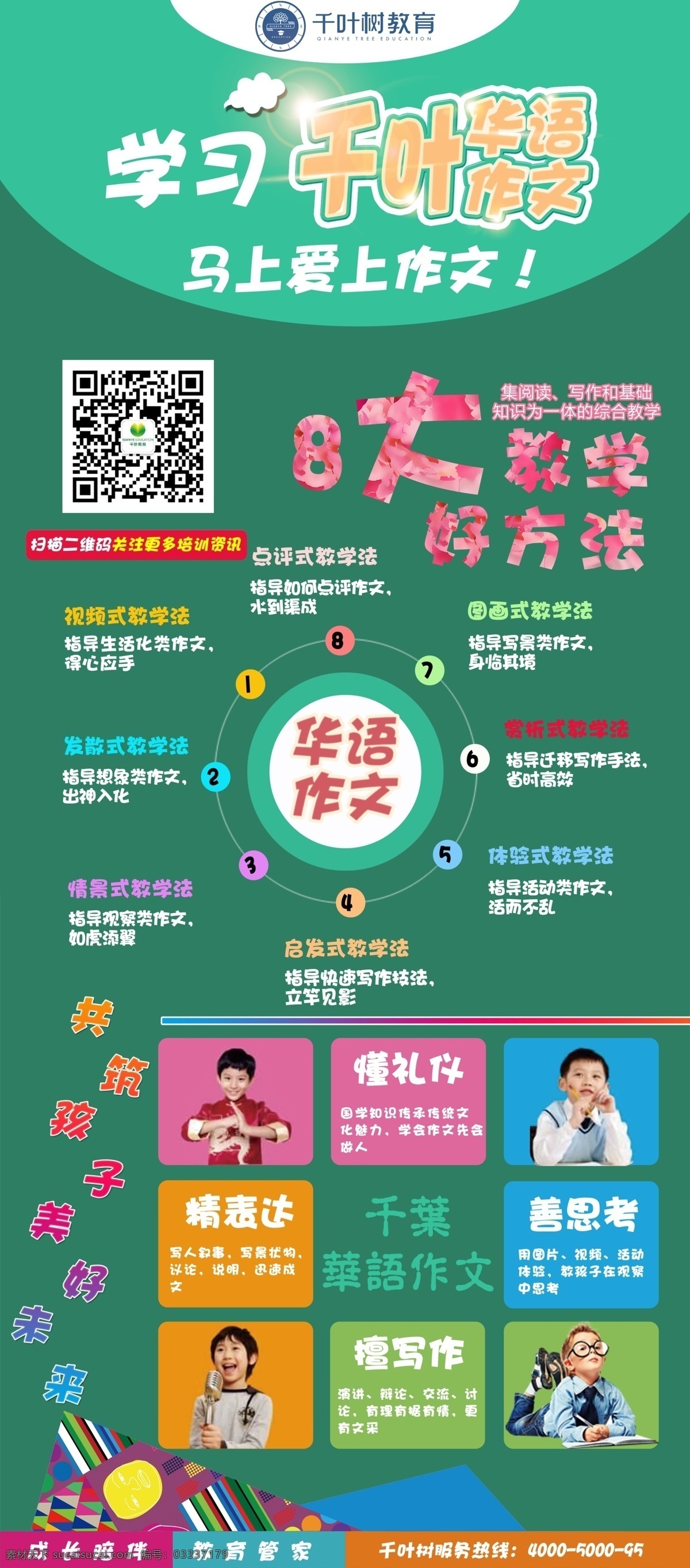 千叶 华语 作文 展架 绿色 教育 宣传