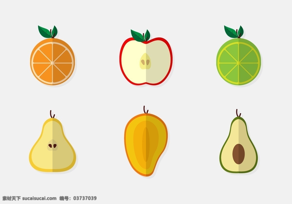 水果 图标 矢量 橘子 苹果 柠檬 梨 芒果 木瓜 矢量素材