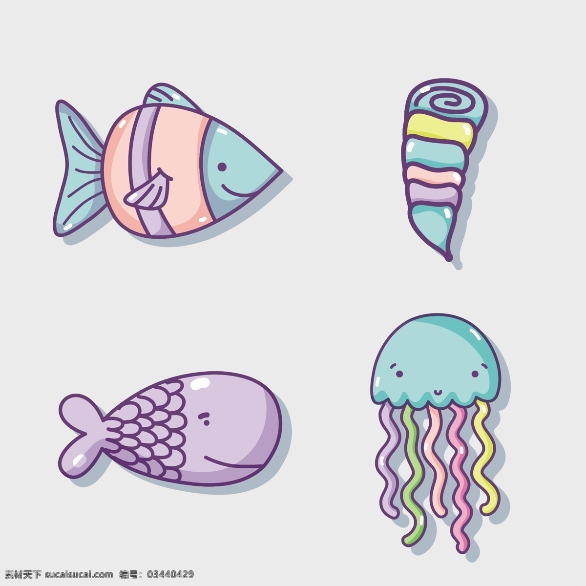 卡通海洋生物 卡通 卡通画 卡通插画 卡通动物 鱼 绘画 彩绘 手绘 章鱼 海星 贝壳 童话 童话故事 海鱼 动漫动画