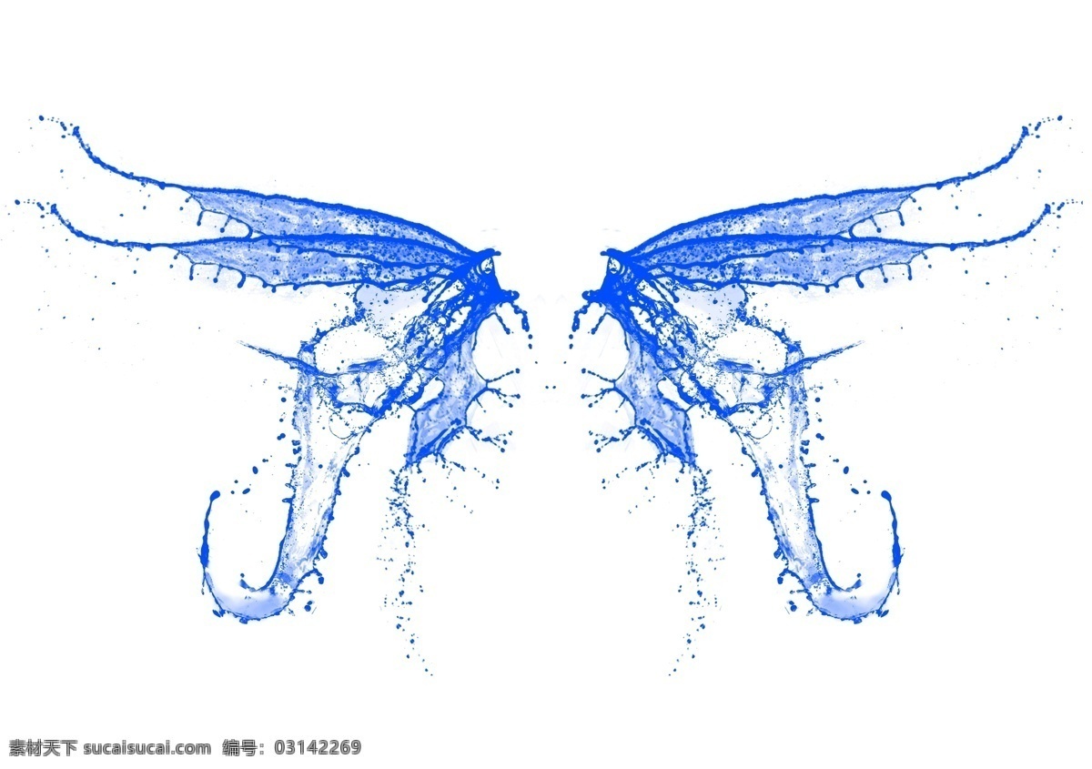 蝴蝶翅膀 透明 蓝色 水蝴蝶 分层 源文件
