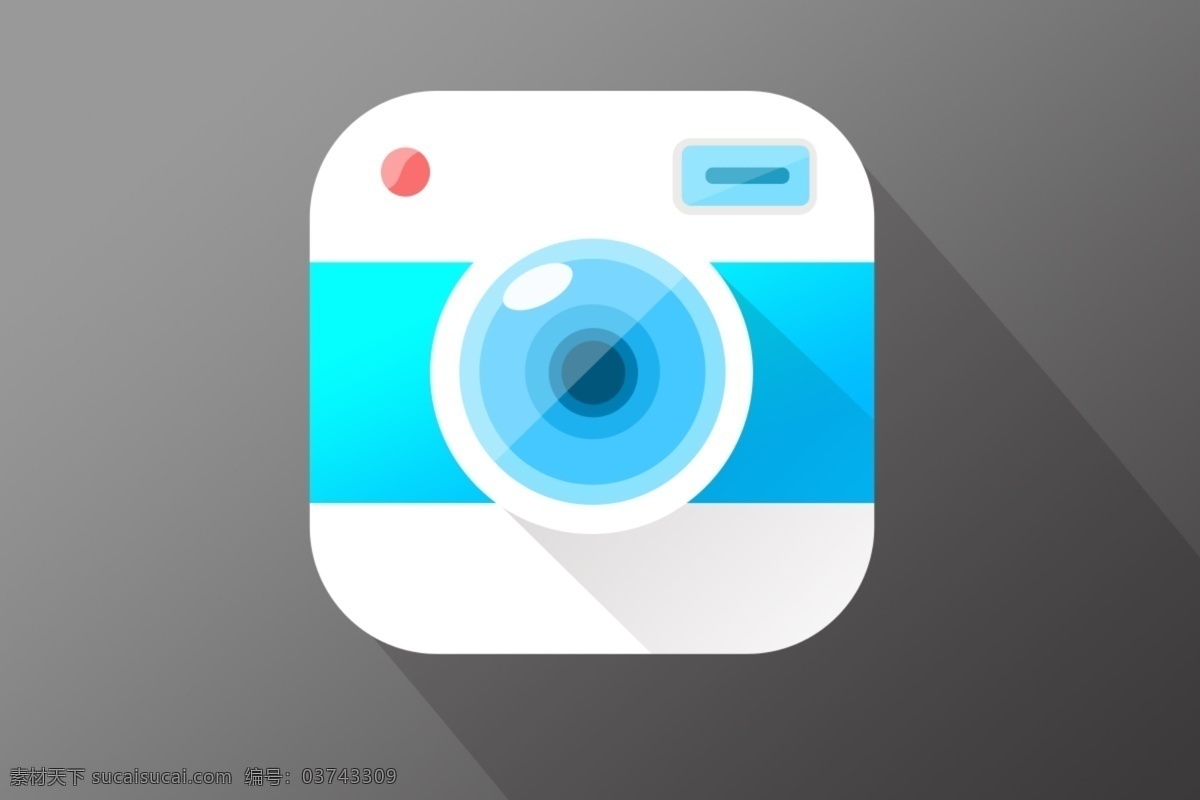 相机 ui 按钮 app按钮 扁平 分层素材 晶莹 镜头 可爱 手机 app 蓝白色 长投影