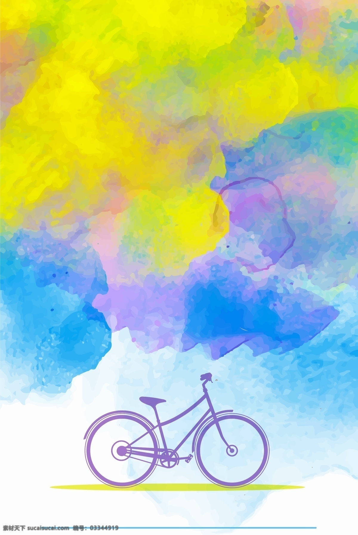 多彩 手绘 底纹 背景 广告 模板 自行车 纹理 海报 平面 矢量