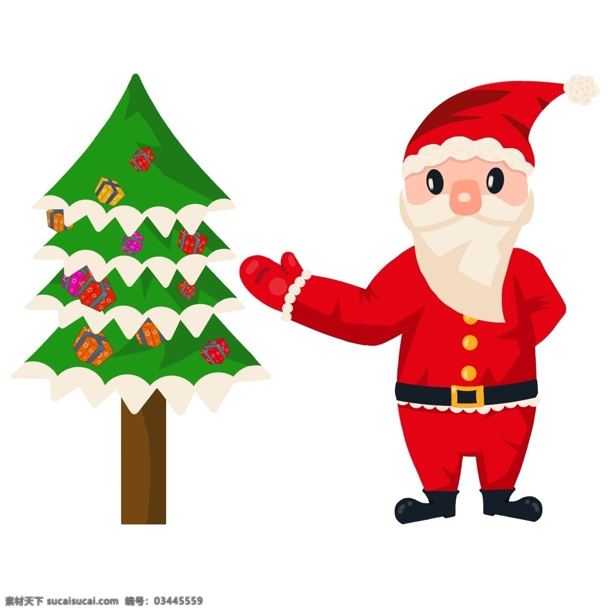 卡通 圣诞老人 可爱 手绘 礼物 礼物盒 圣诞节 惊喜 送礼 糖果拐杖 圣诞礼物 白胡子老爷爷 大胡子 礼物袋