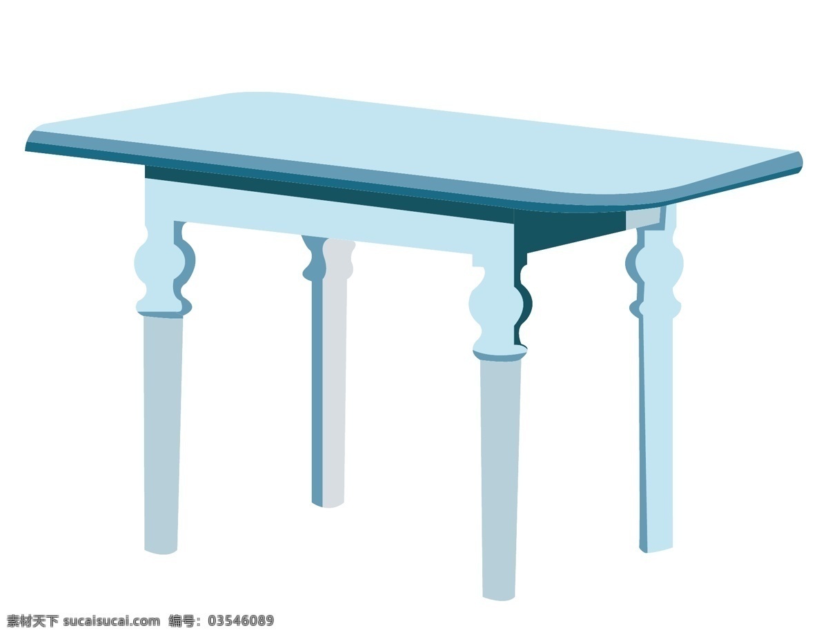 蓝色长形餐桌 餐桌 桌子