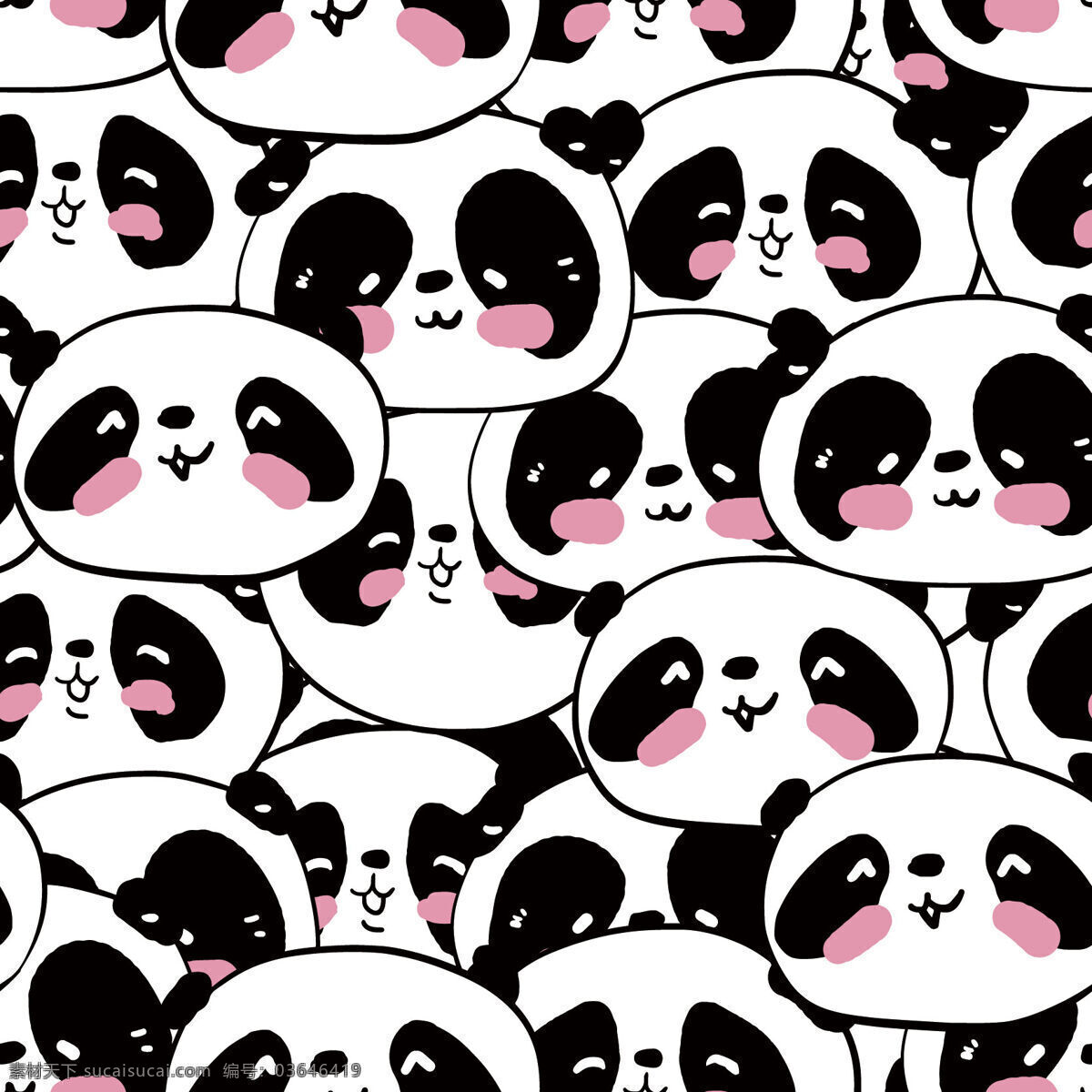 可爱 熊猫 大头 壁纸 图案 装饰设计 壁纸图案 熊猫图案 浅紫色腮红 大头像