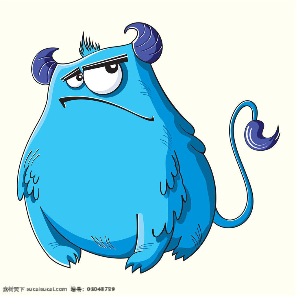 蓝色胖怪物 动物 卡通 人物