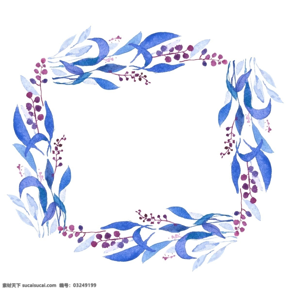 蓝色叶子花环 蓝色 叶子 花环