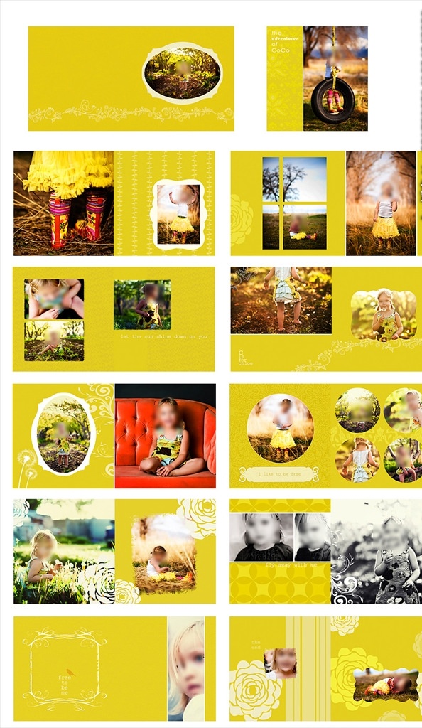 欧美 婴幼儿 相册 模板 黄色 孩子 儿童 幼儿 婴儿 影楼 拍照 高清 花边 线条 蒲公英 玫瑰 手绘 卡通 摄影模板 儿童摄影模板