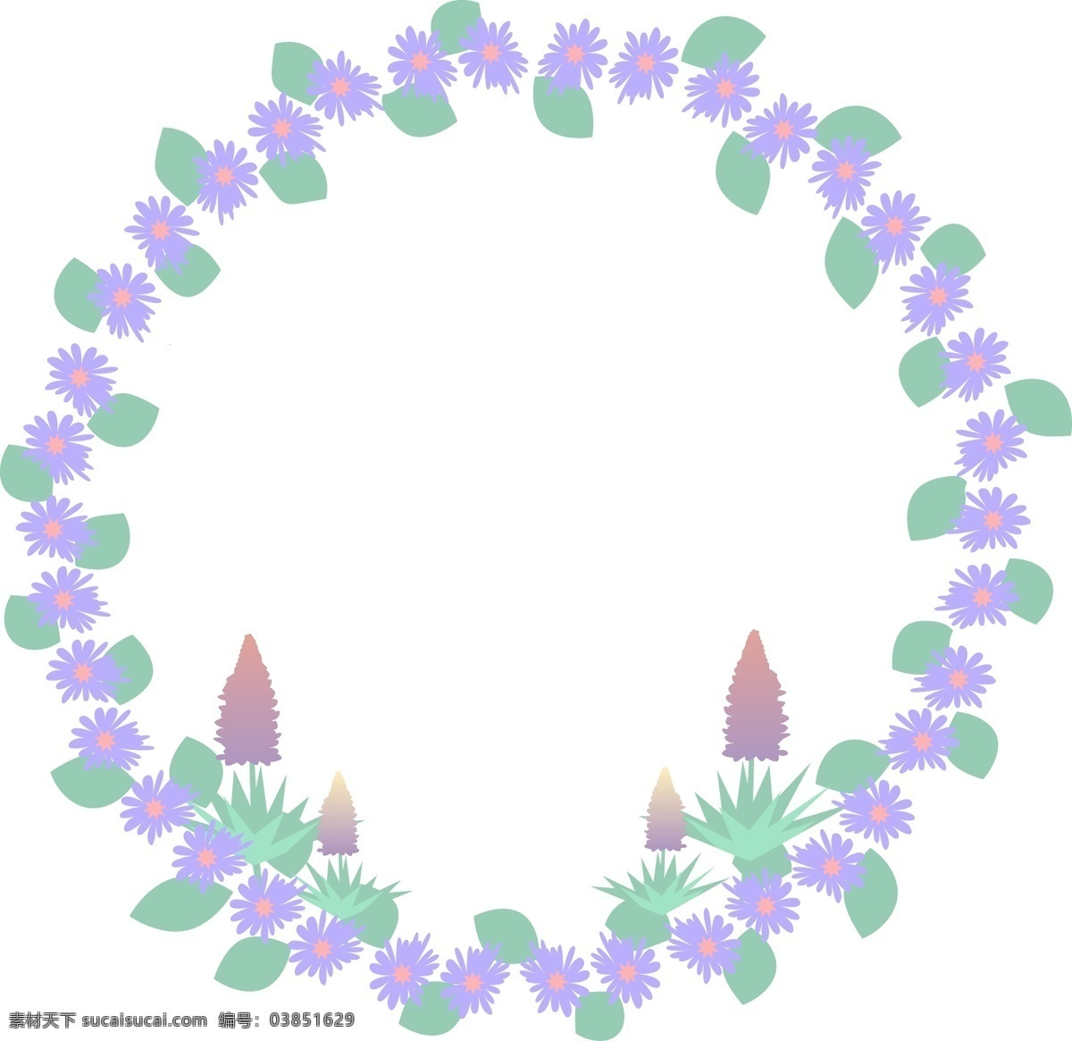 紫色 花朵 花环 插画 紫色的花朵 卡通插画 花环插画 鲜花插画 花朵插画 花瓣插画 紫色的花环