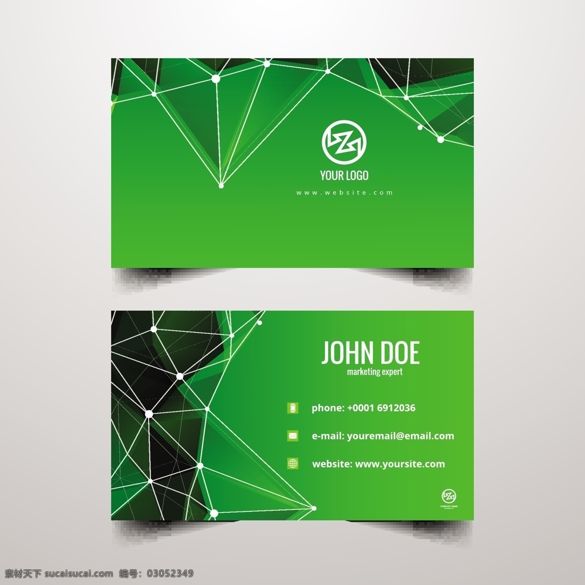 绿色 多边形 名片 标志 商务 抽象 卡片 几何 办公室 模板 线条 演示 企业 公司 现代 文具 身份 访问卡