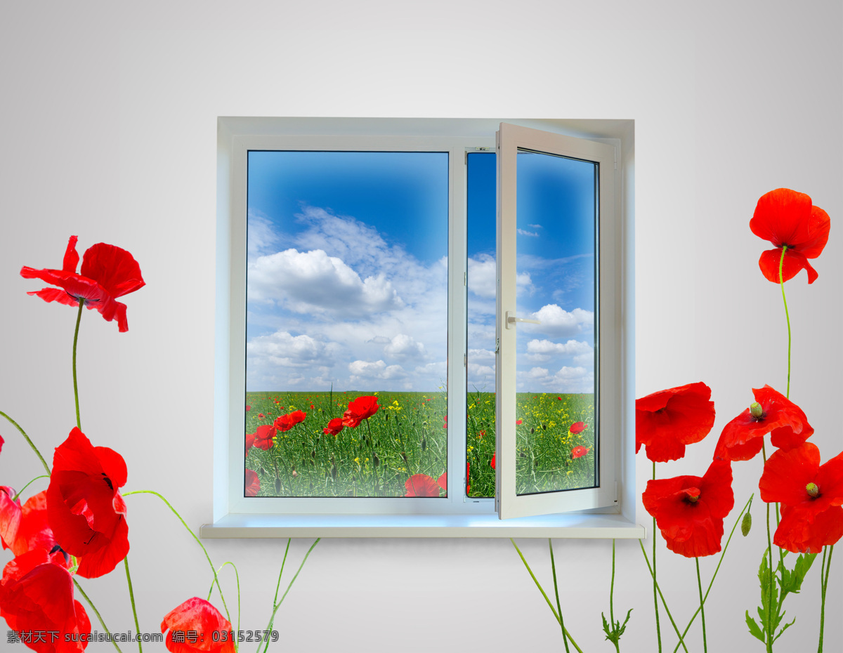 矢量图标 门窗 窗户 窗子 玻璃 鲜花 窗外 风景 矢量 其他类别 生活百科 灰色