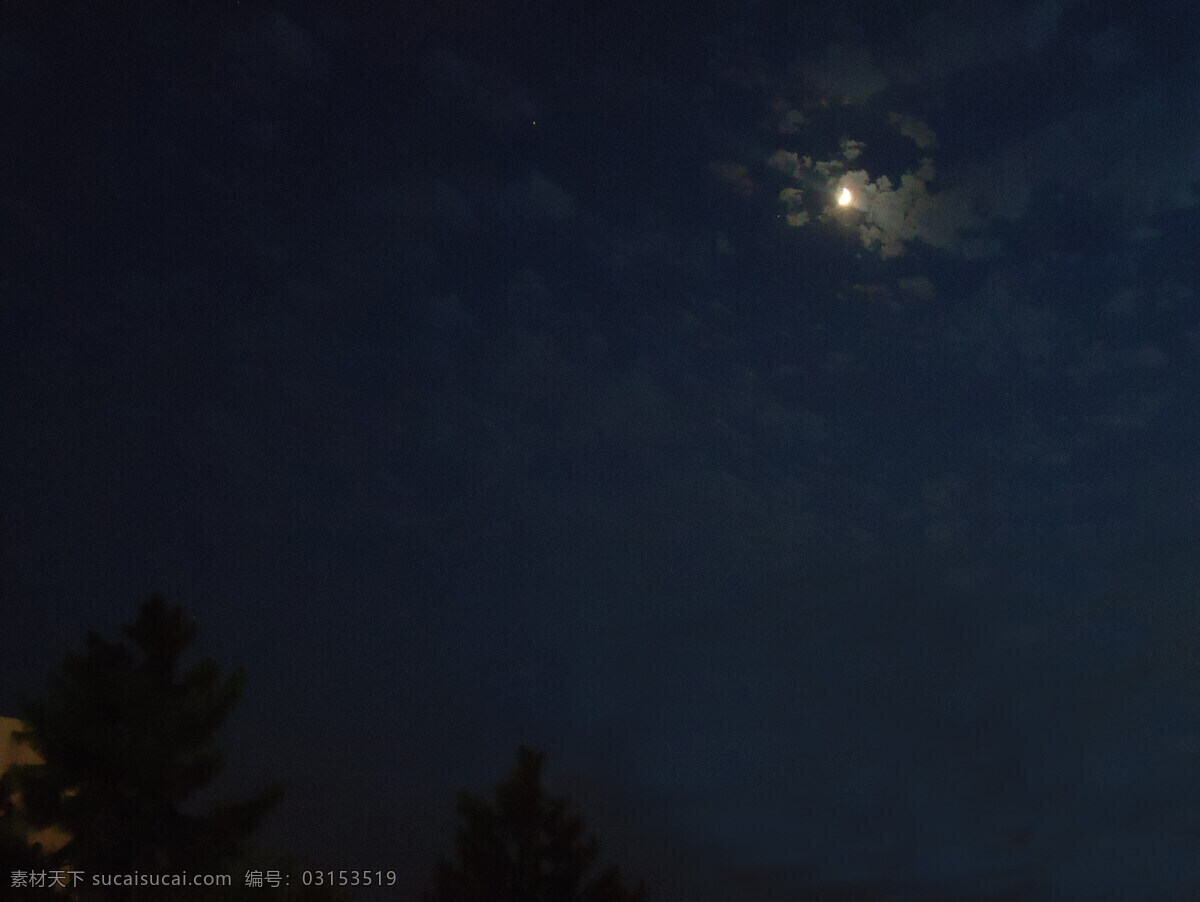 夜空 月亮 星星 云 松鼠 夜景 月光 自然风景 自然景观