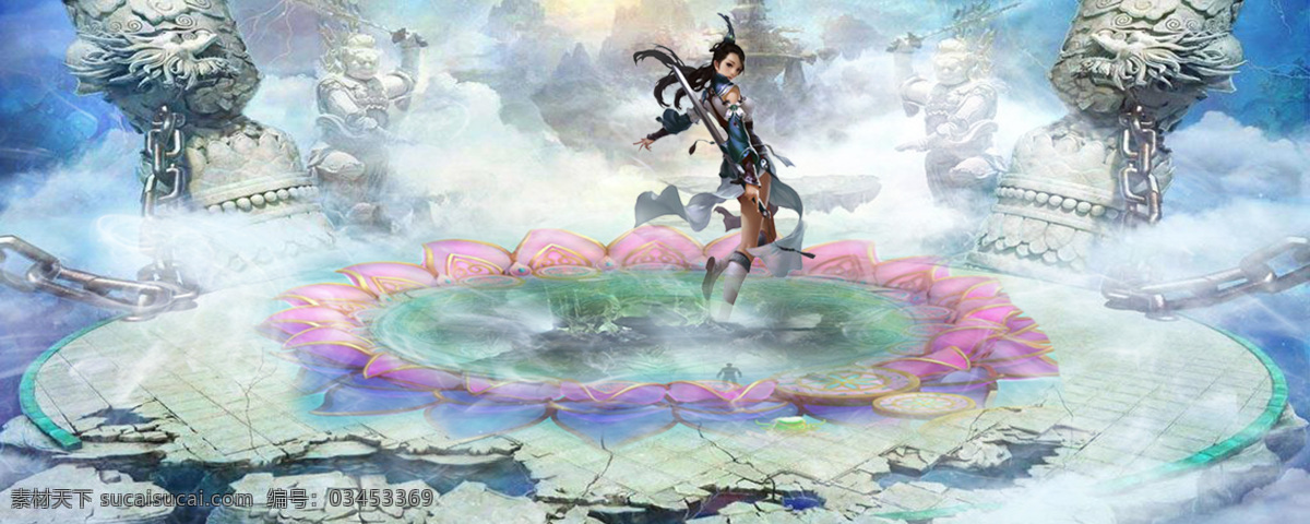 浪漫 白色 云朵 banner 背景 白色云朵 天空 人物