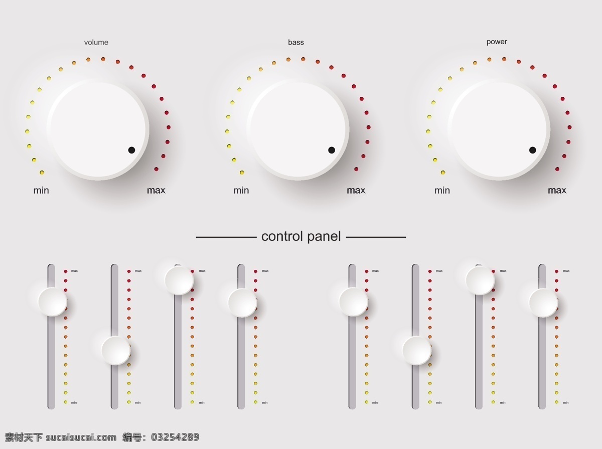 美丽 白色 按钮 矢量 材料 进度条 精致 开关 矢量素材 纹理 控制按钮 旋钮 音量旋钮 美丽的 白色的 白色的旋钮 矢量图 其他矢量图