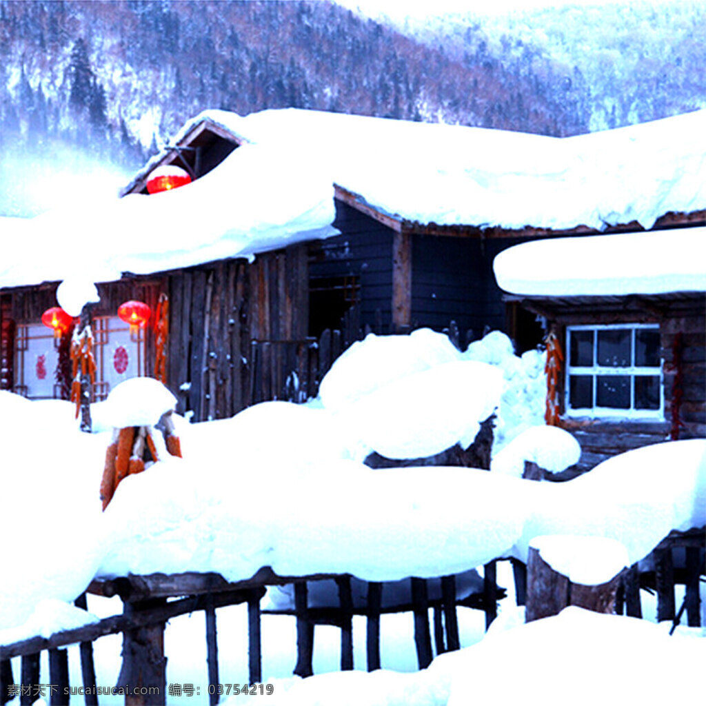 冬季 雪景 主 图 背景 房屋 白色