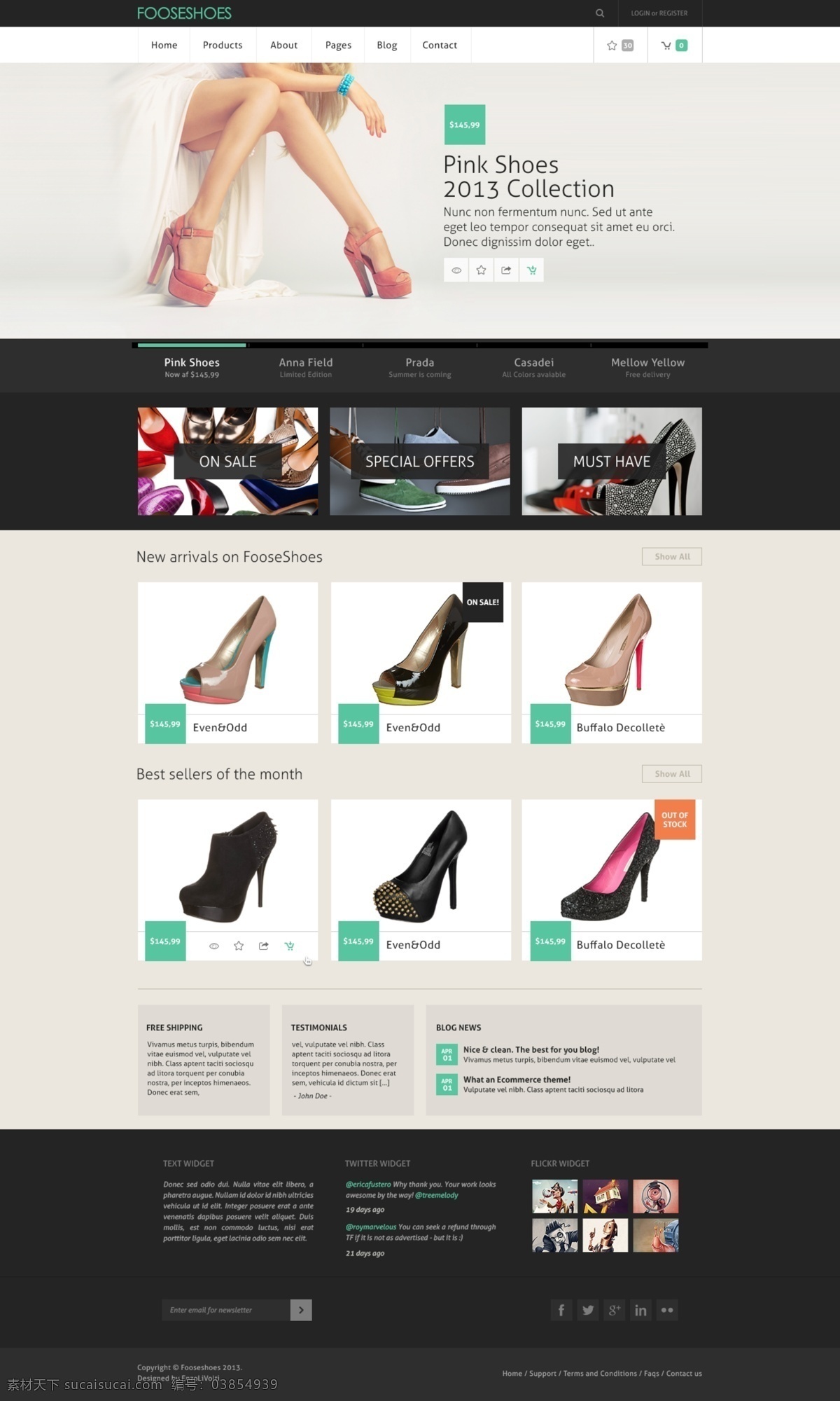 电子商务 网页模板 源文件 时尚 鞋子 网上商城 网页界面 psd格式