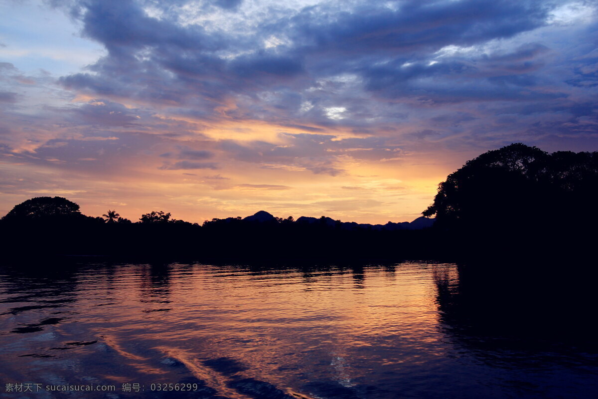 高清 黄昏 河流 风景图片 泰国 桂河 河水 黄昏云
