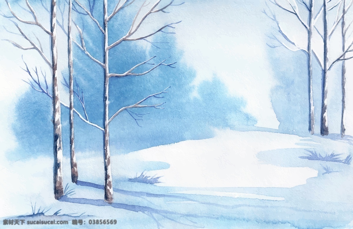美丽的雪景 美丽 雪景 风景 插画 树林
