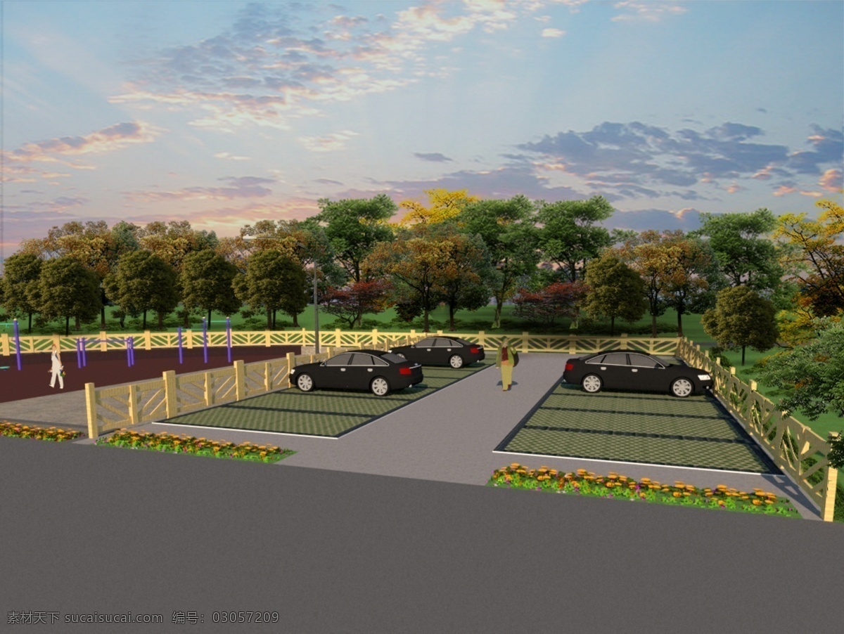 停车场 效果图 园林规划设计 景观规划设计 规划设计