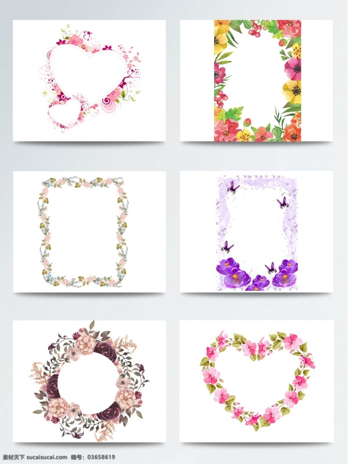 花卉 边框 创意设计 花环 装饰边框 创意 花朵 花卉边框 配图 手绘