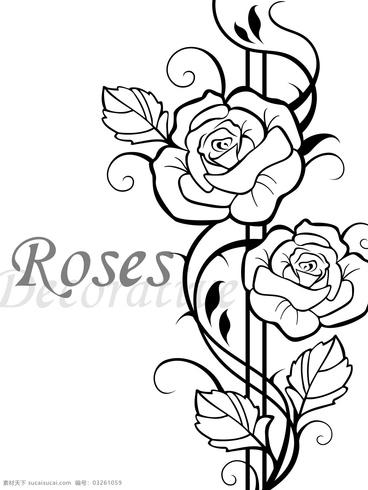 玫瑰免费下载 底纹边框 黑白 玫瑰 线条 移门图案 roses 2朵玫瑰花 妖娆 带刺的玫瑰 家居装饰素材