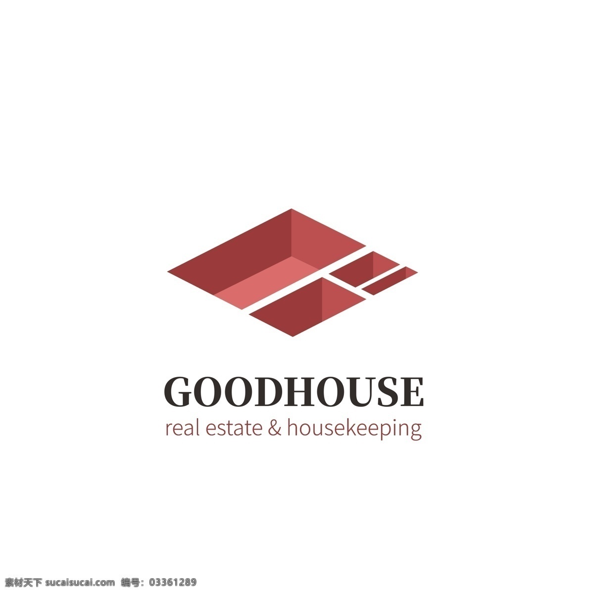 红色 几何 立体 建筑 房地产 logo 模板 地产 房产