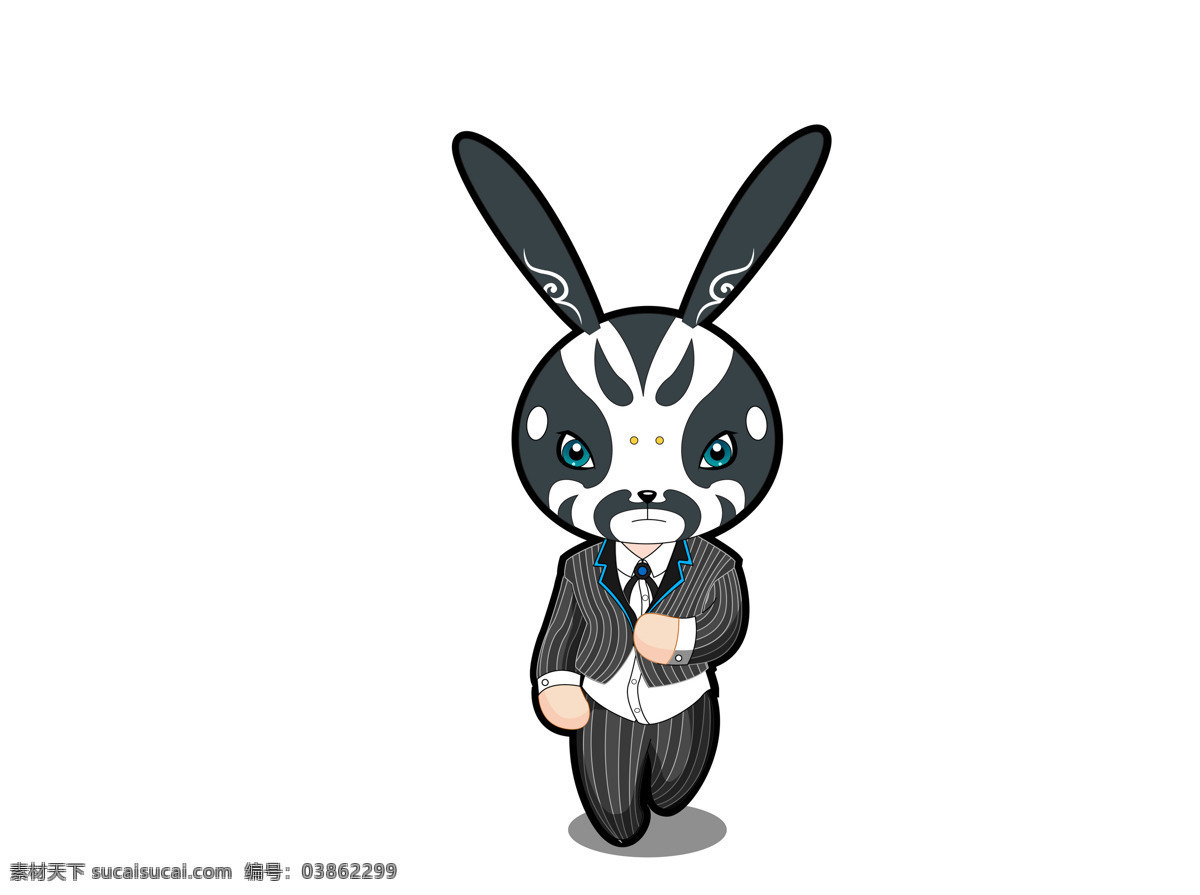 插画 动漫动画 动物 花纹 京剧 卡通 卡通兔 可爱 兔 设计素材 模板下载 小动物 兔子 漫画 京戏 西装 商务 插画集