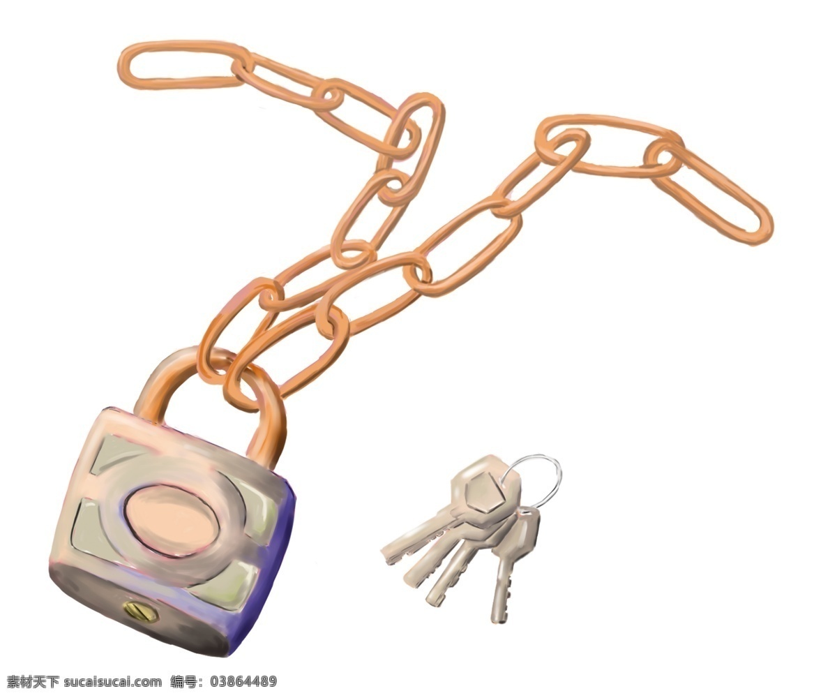 手绘 锁链 装饰 锁 钥匙 铁 铜 青铜 锈 铁锈 年代感 80年代 钥匙串 铁制品 工具 物品 生活用品 防盗 链子