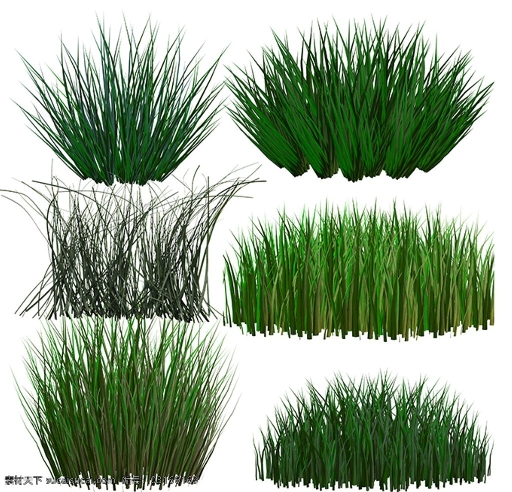 绿草素材 3d 草堆 草丛 效果图素材 园林素材 植物素材 花卉植物 分层