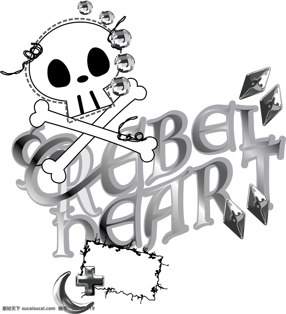 矢量 骷髅 菱形 其他矢量 矢量素材 水钻 圆形 字母 模板下载 矢量骷髅 月亮型 矢量图 艺术字