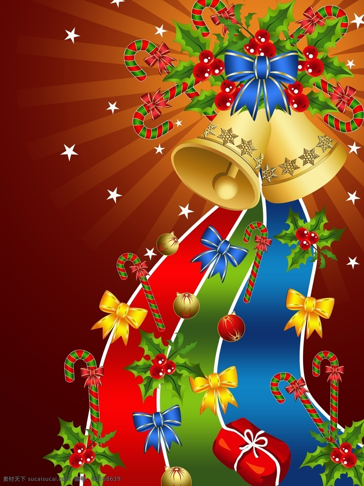 精美 绚丽 圣诞贺卡 矢量图 圣诞 吊球 节日 彩球 圣诞节 礼物 包 雪花 彩 杖 拐杖 铃铛 彩带 结 节日素材 其他节日