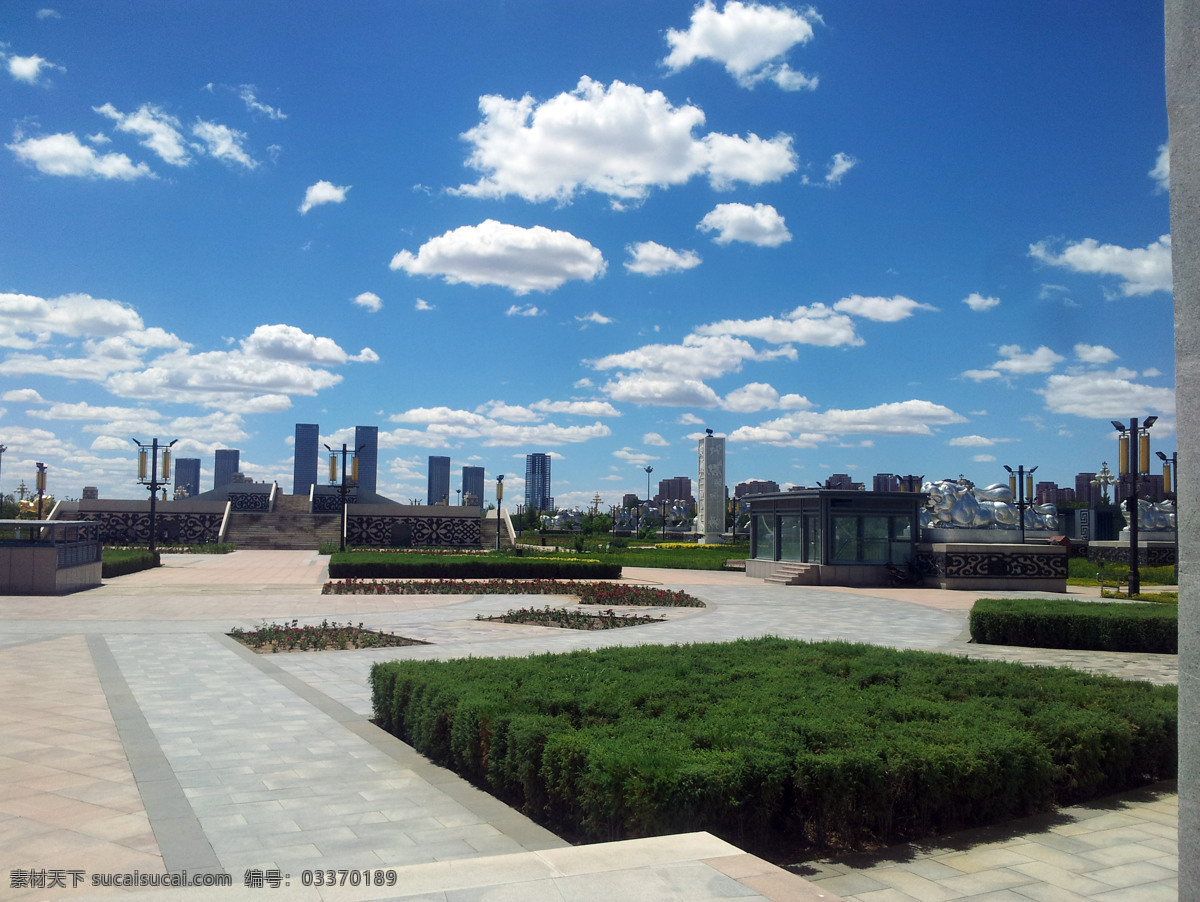 鄂尔多斯 城市广场 康巴什 建筑 花坛 旅游摄影 国内旅游 蓝色