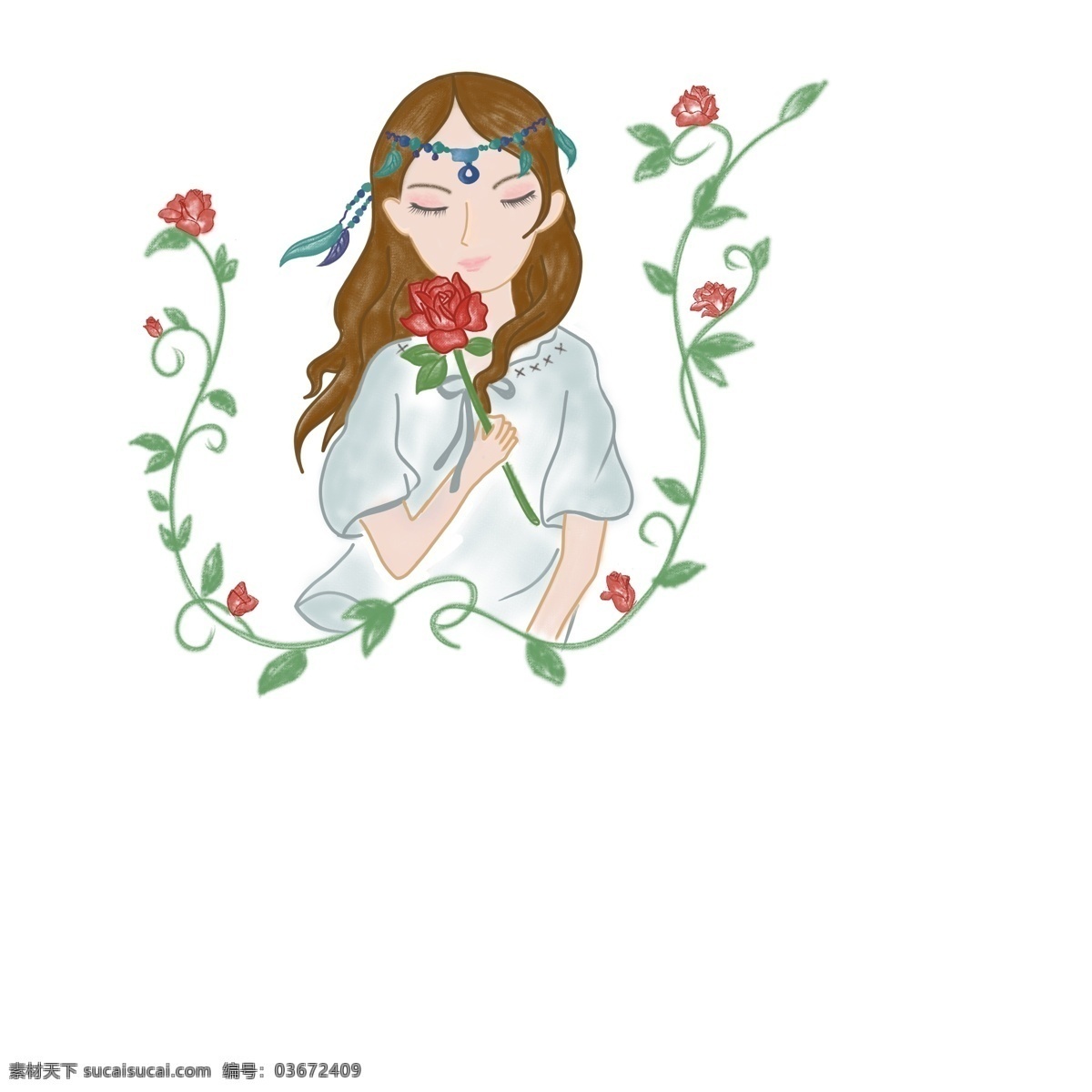 幸福 民族 风 姑娘 手 玫瑰花 民族风 情人节