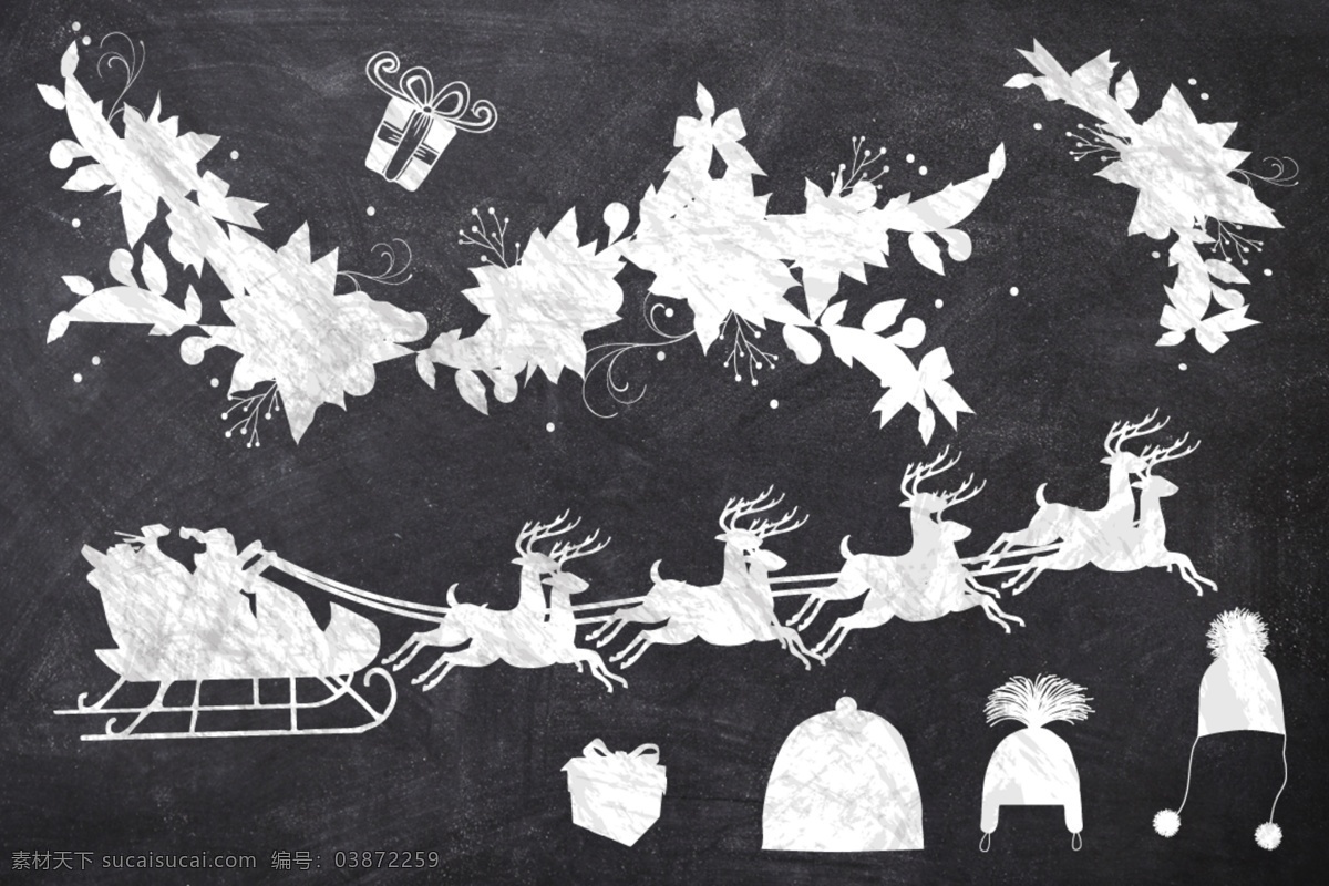 圣诞 麋鹿 雪橇 卡通 节日 生活 艺术 矢量素材 设计素材 雪地 温暖 平面素材