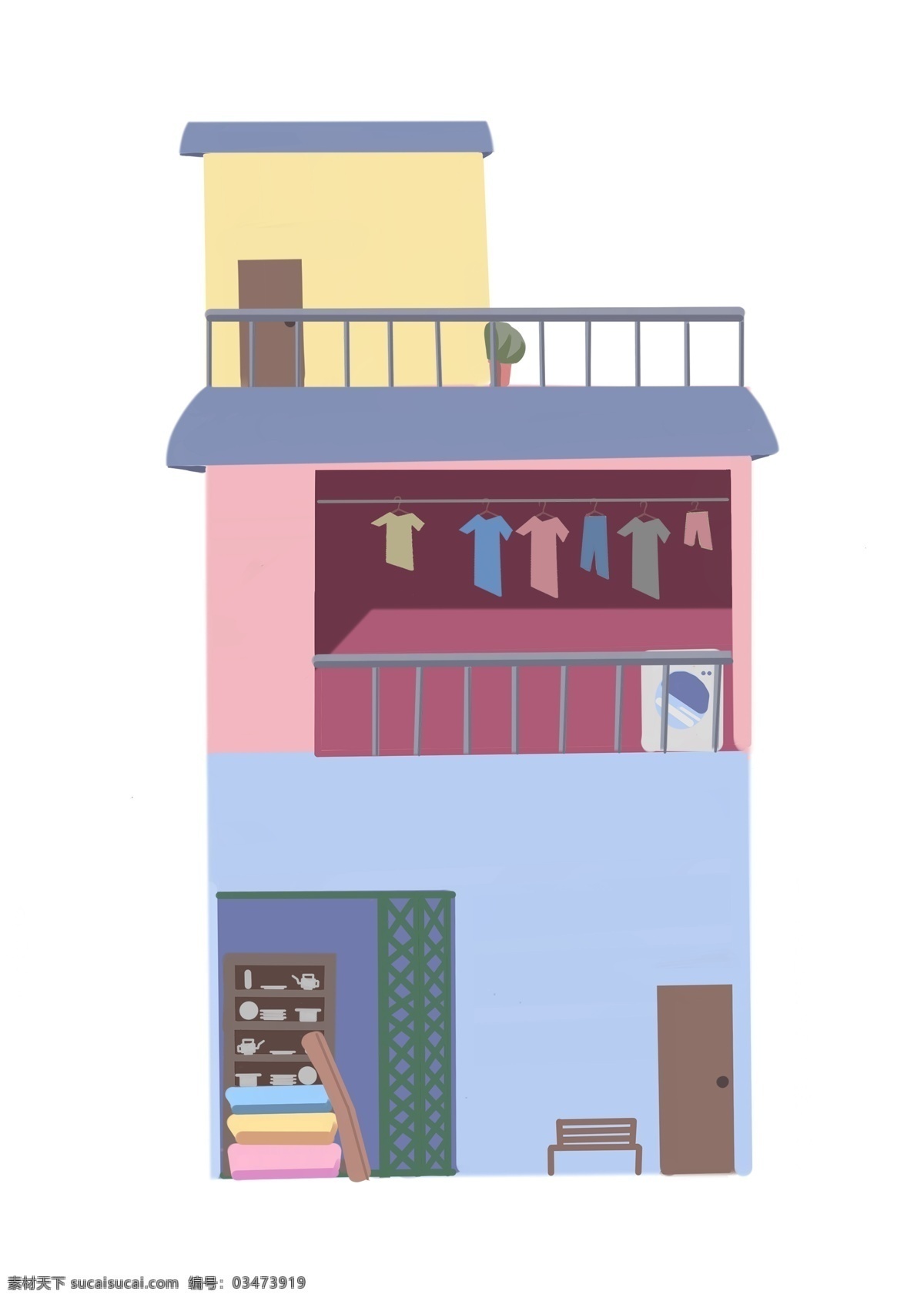 手绘 越南 楼房 建筑 插画 粉色的楼房 粉色的建筑 卡通插画 手绘建筑插画 越南建筑插画 楼房的建筑