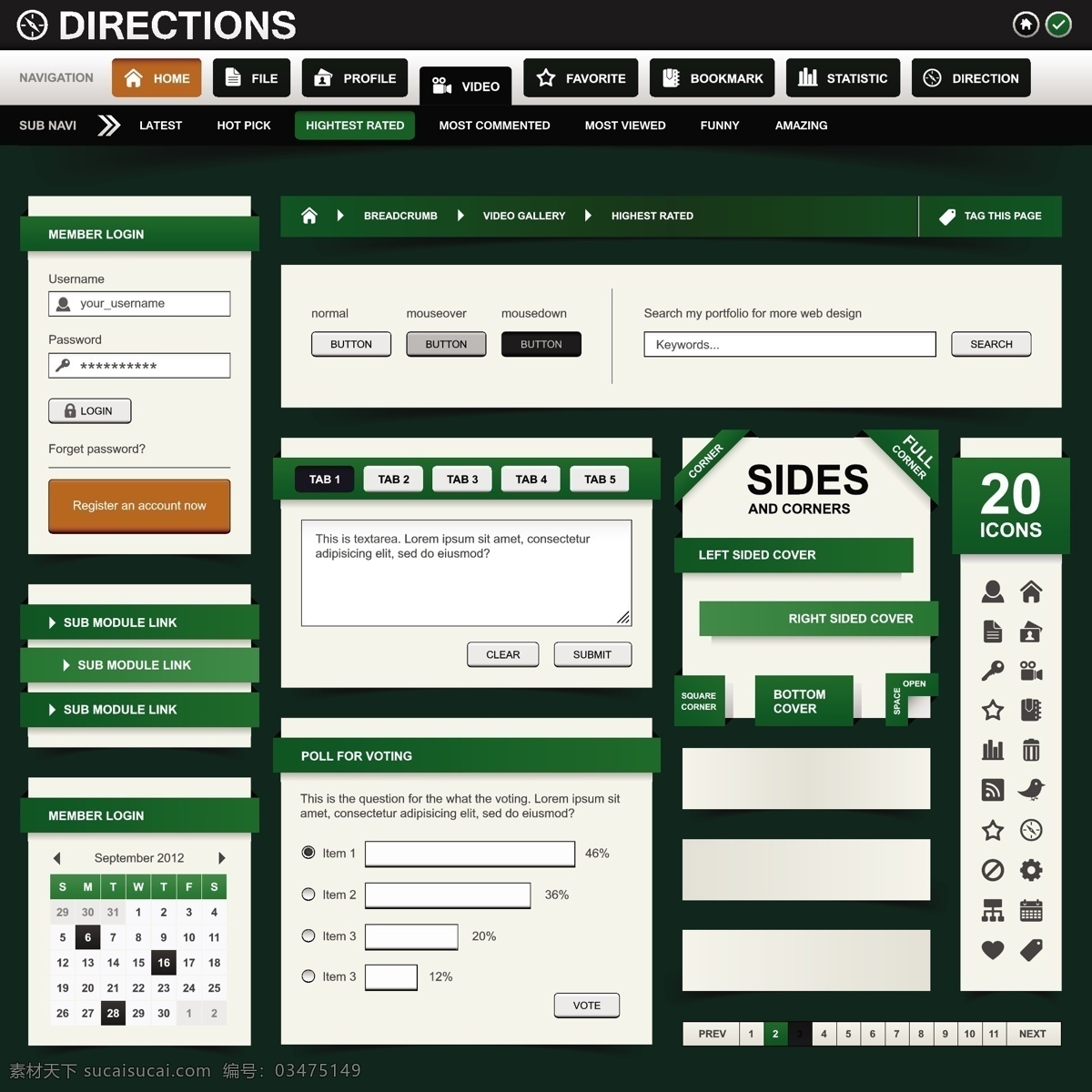 黑色 网页 界面设计 网页界面 网页设计 网页元素 网页素材 矢量网页 图标 导航条 矢量素材 网站设计 彩色标签 其他模板