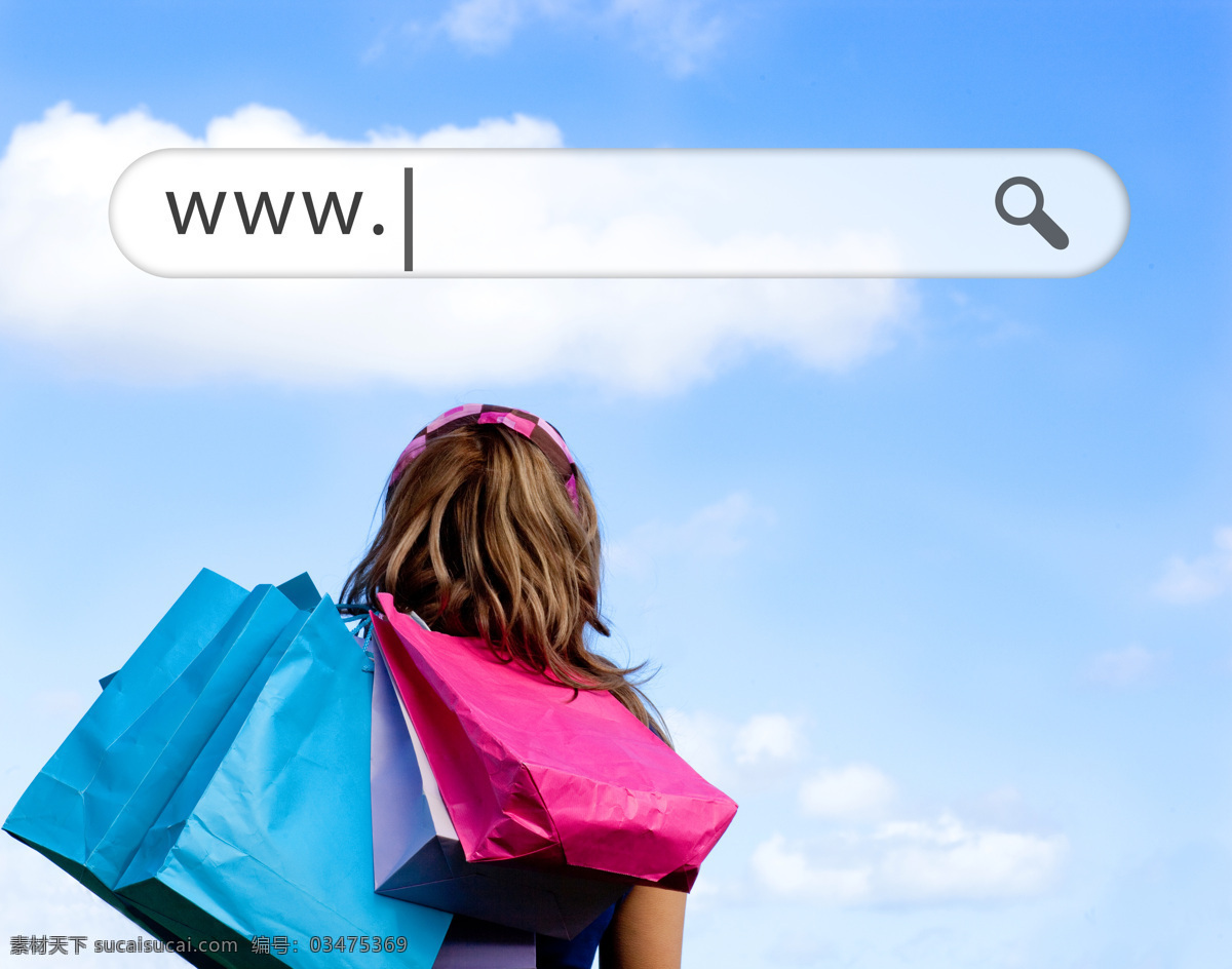 购物袋 女人 网址 购物 网购 天空 通讯网络 现代科技