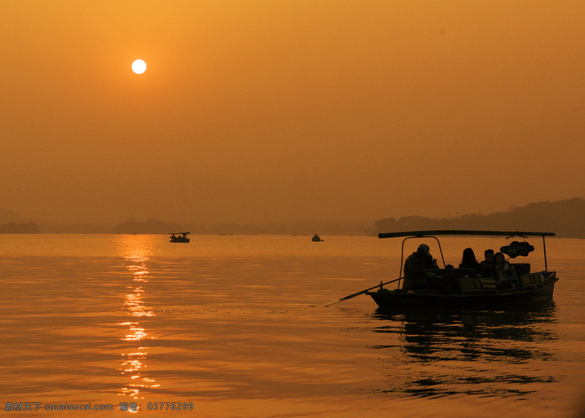西湖美景 夕阳 美景 西湖 划船 黄昏 旅游摄影 自然风景