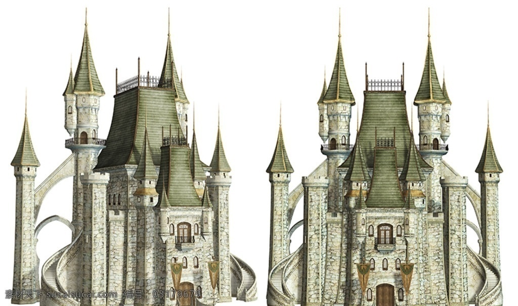 梦幻城堡 城堡素材 3d 古代城堡 华丽城堡 分层