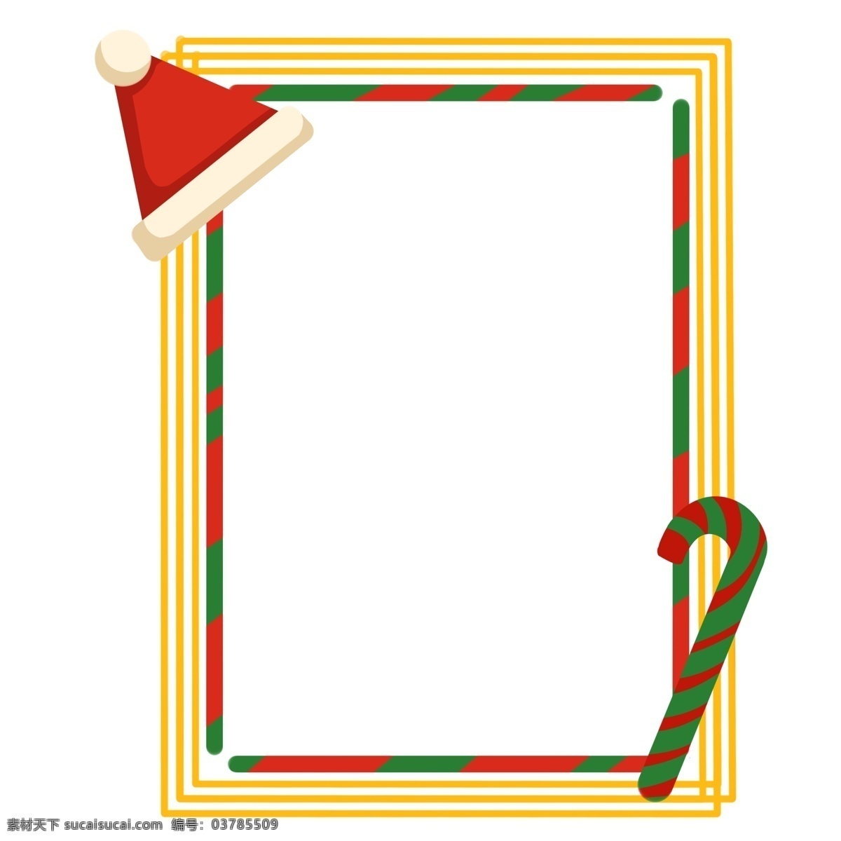 黄色 圣诞节 矩形 边框 框架 冬天 红色 黄色条纹 长方形 圣诞 圣诞夜 寒冬 圣诞帽 拐杖糖果