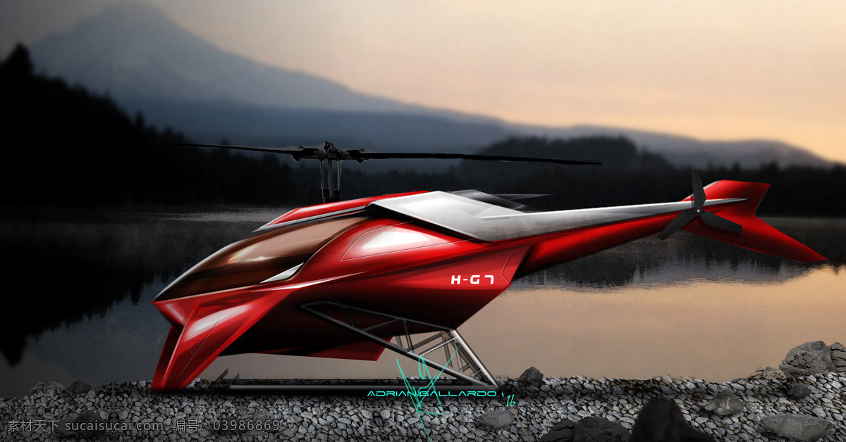 酷 炫 直升机 产品工业 多图 交通工具 酷炫 手绘 渲染 直升飞机 组图