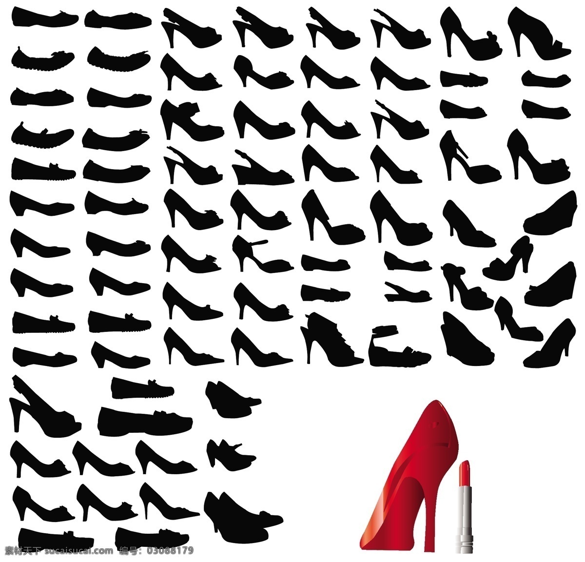 女性 高跟鞋 矢量 唇膏 剪影 口红 女人 矢量素材 小腿 鞋子 矢量图 日常生活