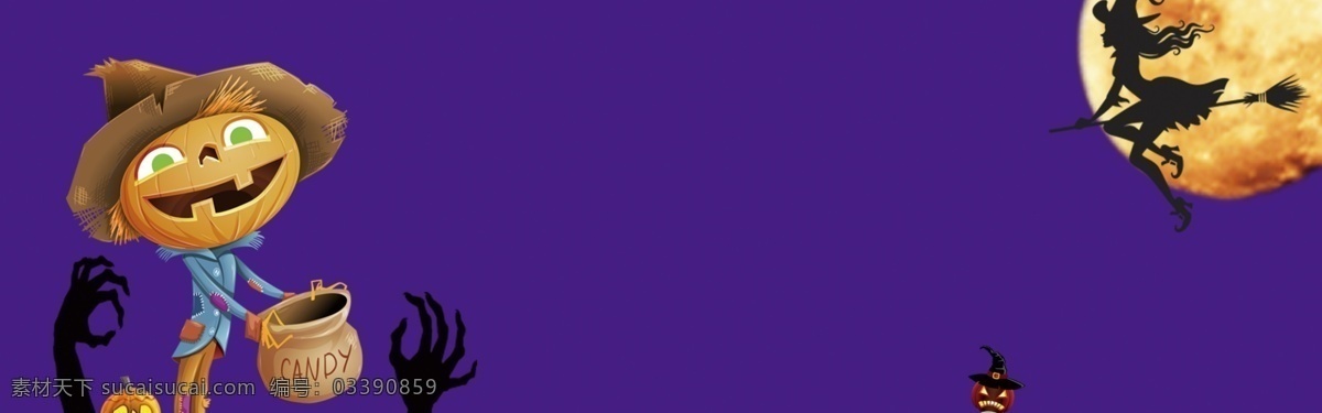 紫色 蝙蝠 鬼屋 万圣节 banner 背景 城堡 夜晚 南瓜灯 西方文化 深色 小鬼 卡通手绘 墓地