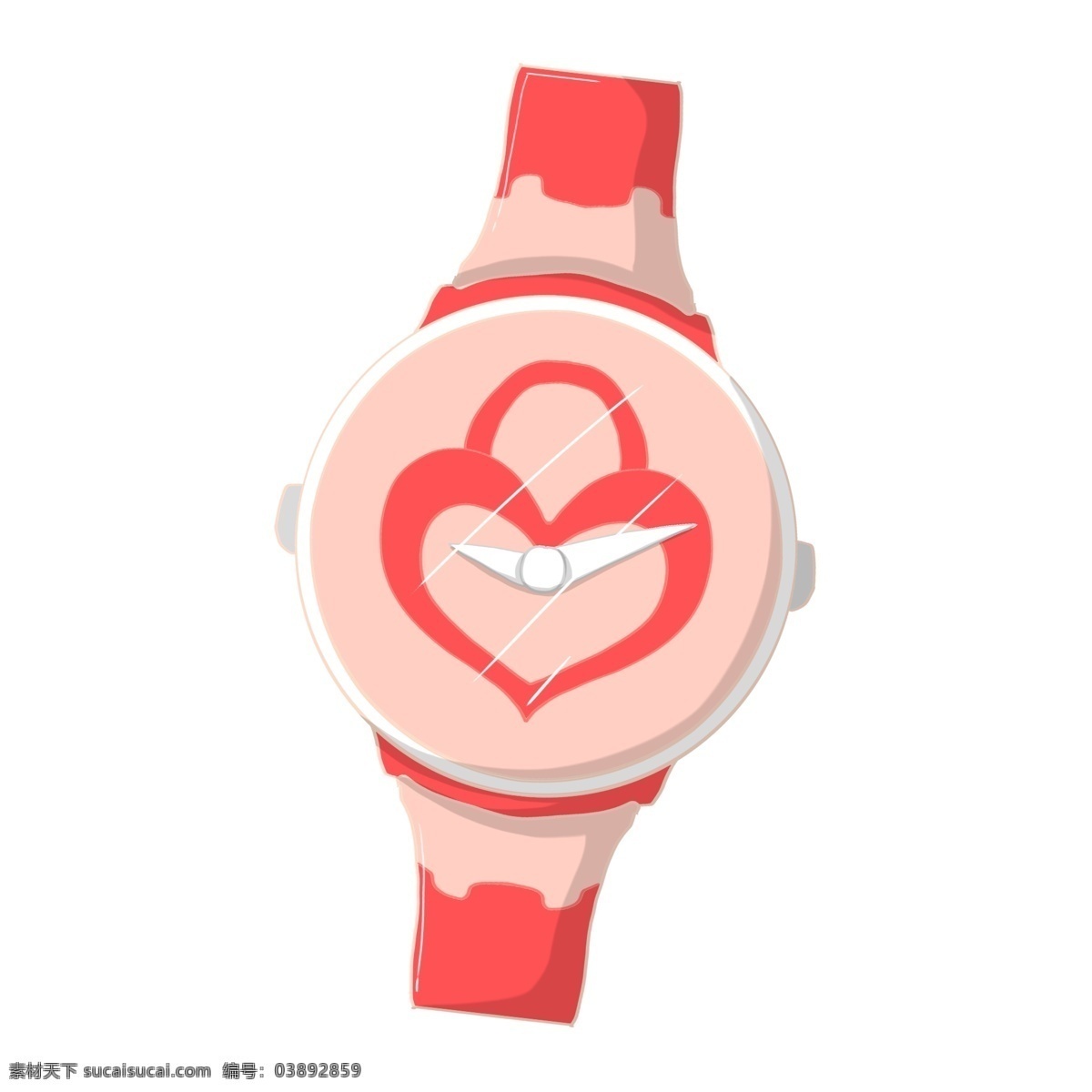情人节 红色 手表 手绘手表 卡通手表 手表插画 浪漫礼物 情人节手表 漂亮的手表 桃心手表 可爱的手表