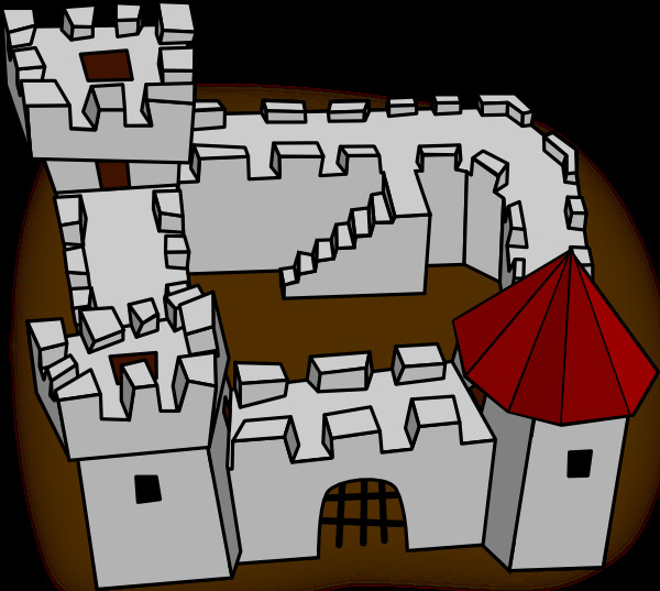 丑陋 非 透视 卡通 堡 堡垒 要塞 城堡 剪辑 艺术 据点 矢量图 其他矢量图