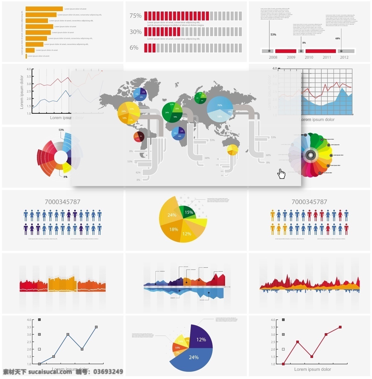 商务 统计 图表 矢量 矢量素材 世界地图 数据图 统计图 网络素材 圆饼图 矢量图
