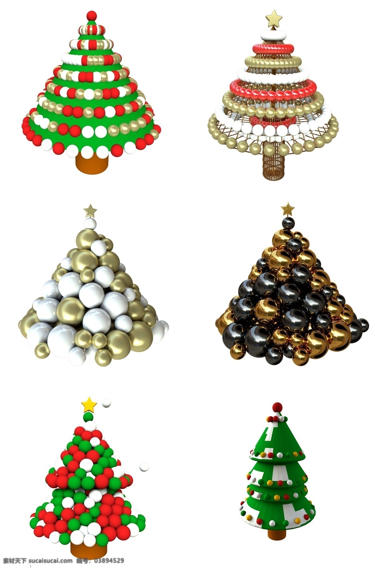 c4d 立体 创意 圣诞树 合集 黑金 红色 金色 白色 绿色 圣诞节 圣诞夜 平安夜 装饰 点缀 圆球 小球 可编辑 源文件