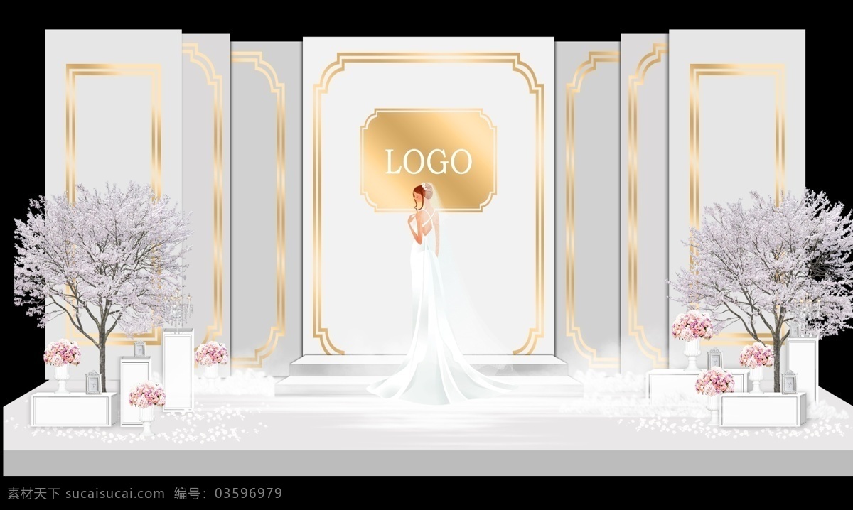 极 简 高级 灰 工装 婚礼 背景 简约 现代 线条 效果图 极简 高级灰 金属 方柱