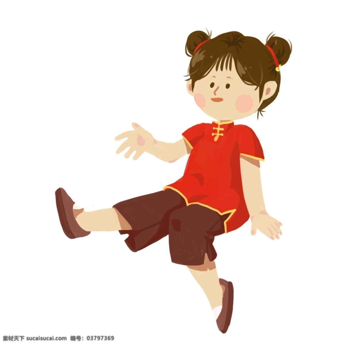 卡通 红色 衣服 女孩 免 抠 图 中国风服装 红色喜庆衣服 动漫人物 卡通动漫 小女孩 可爱 免抠图